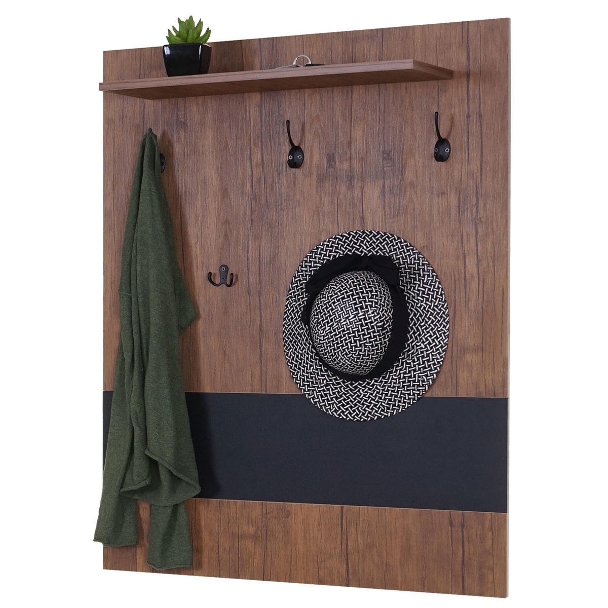 WANDGARDEROBE Wildeiche Dekor, Schwarz - Wildeiche/Schwarz, Holzwerkstoff (80/100/21cm) - MCW