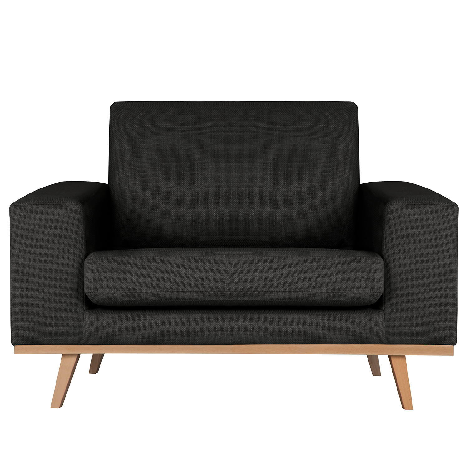 SESSEL - Buchefarben/Schwarz, Textil (122/81/88cm) - home24