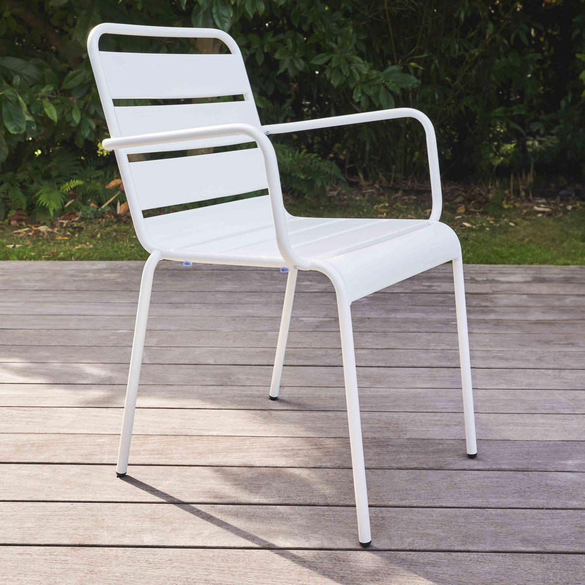 GARTENSTUHL, Weiß - Weiß, Metall (55/83/55cm) - Oviala