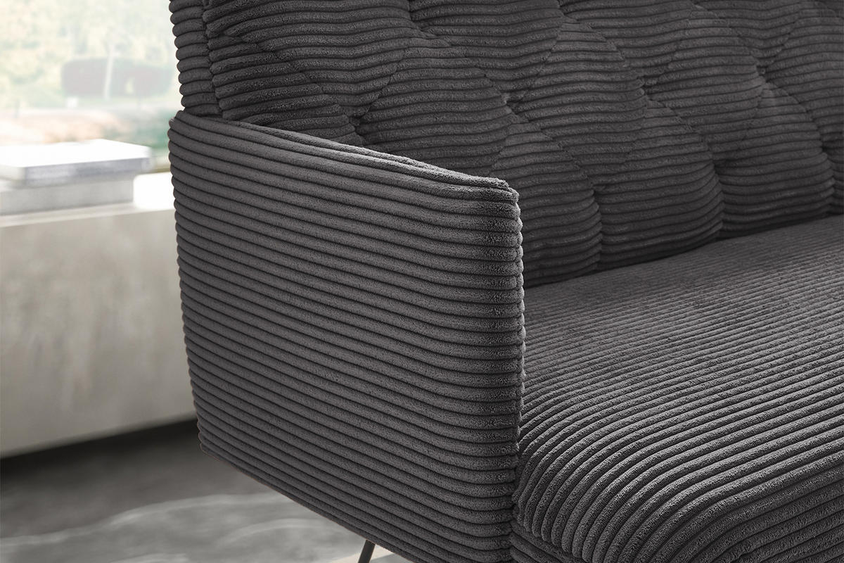 ESSZIMMERBANK CHARME Grau Cord - Grau, Textil (166/85/69cm) - KAWOLA
