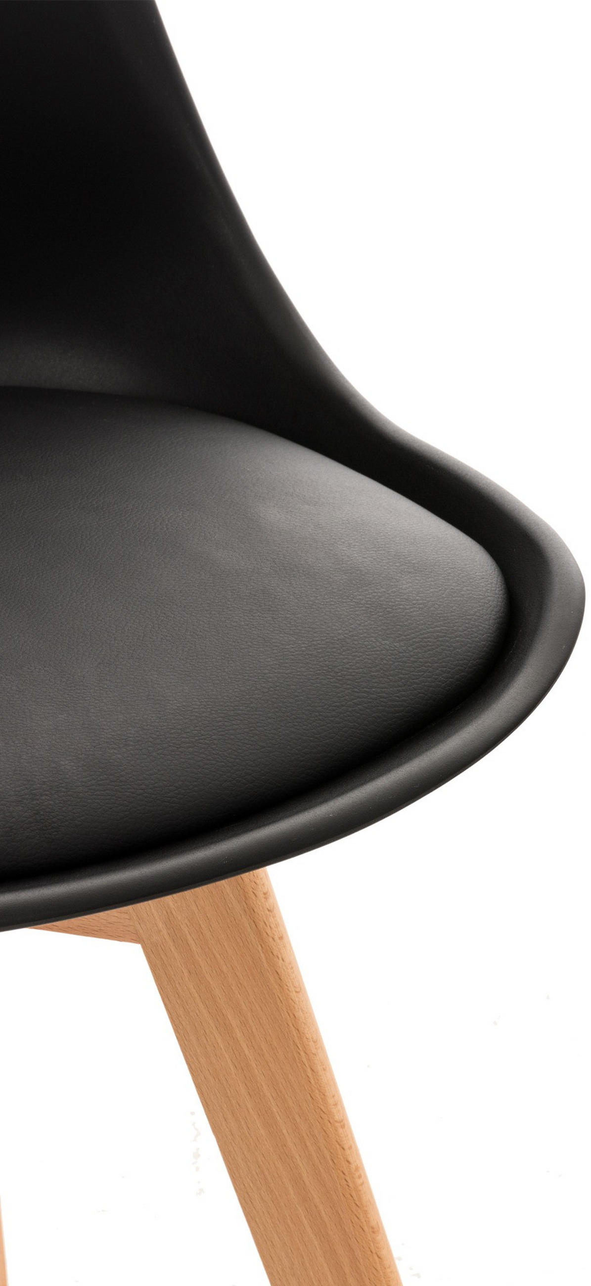 STUHL 4 Kunststoff Schwarz - Eukalyptusholzfarben/Schwarz, Holz/Kunststoff (49/83/50cm) - CLP