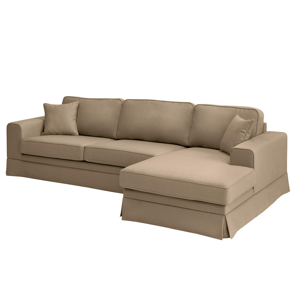 ECKSOFA mit Husse - Longchair, Webstoff - Hellbraun/Schwarz, Kunststoff/Textil (300/165cm) - home24