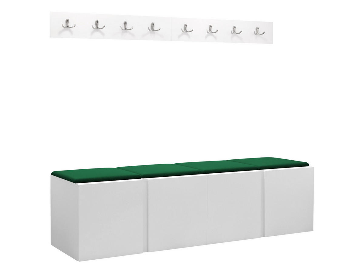 GARDEROBEN-SET Orion VII - Weiß/Grün, Holzwerkstoff/Kunststoff (168/42/46cm) - MIRJAN24