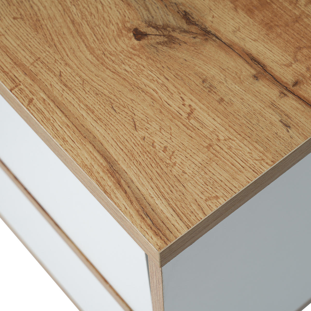 LOWBOARD in Weiß mit Fächern und Türen für Wohnzimmer, B175/T37/H51cm - Naturfarben/Weiß, Holzwerkstoff/Metall (175/51/37cm) - STILVORA