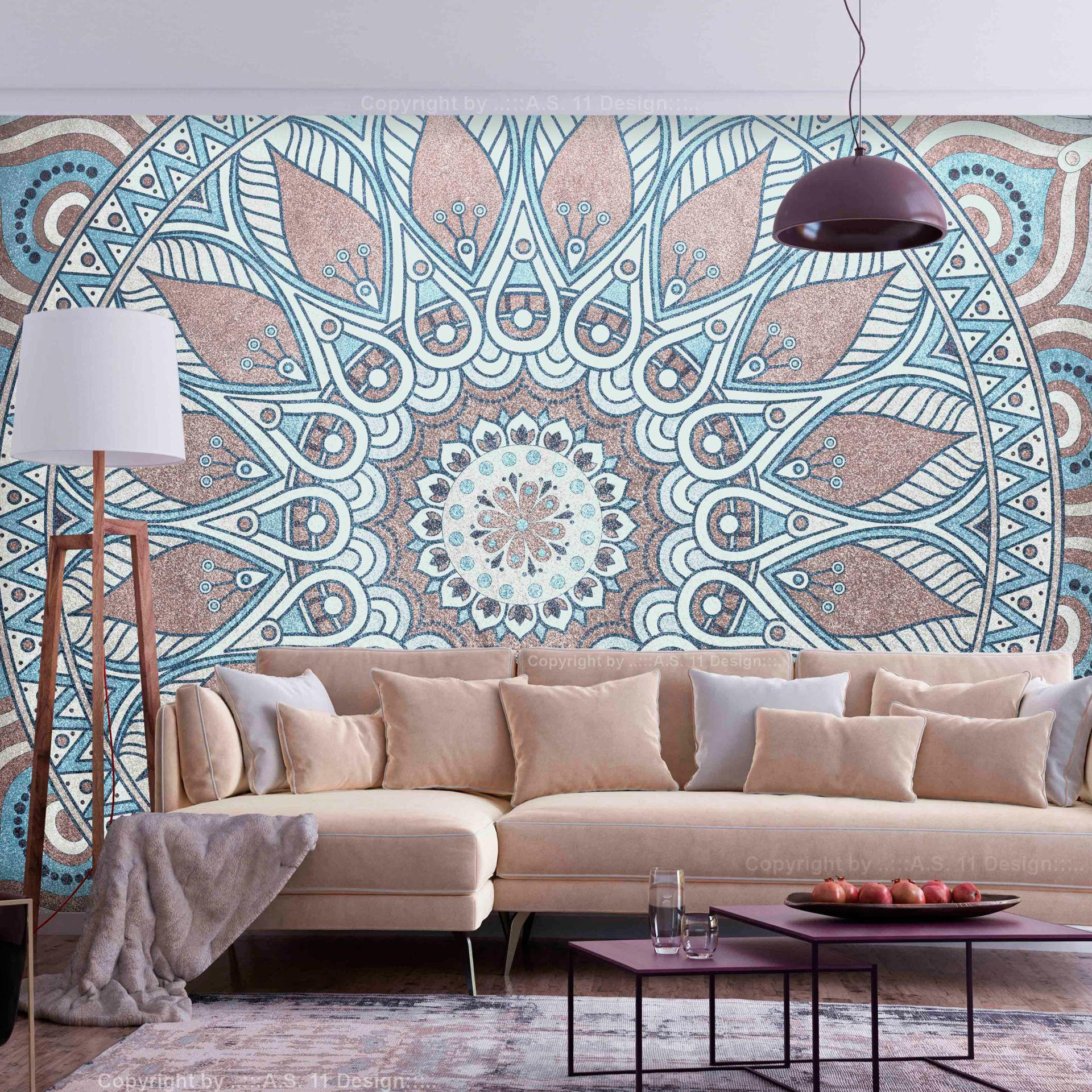SELBSTKLEBENDE FOTOTAPETE 343/245 cm - Blau/Braun, Kunststoff/Textil (343/1cm) - KUNSTLOFT