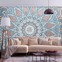 SELBSTKLEBENDE FOTOTAPETE 343/245 cm - Blau/Braun, Kunststoff/Textil (343/1cm) - KUNSTLOFT