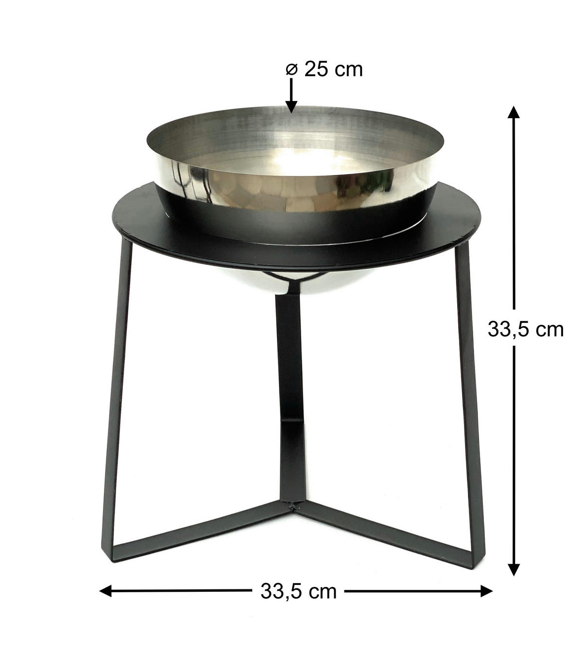 BLUMENHOCKER mit Topf Metall Schwarz/Silber 33,5/36,5/33,5 cm - Schwarz, Metall (33.5/33.5/36.5cm) - DanDiBo