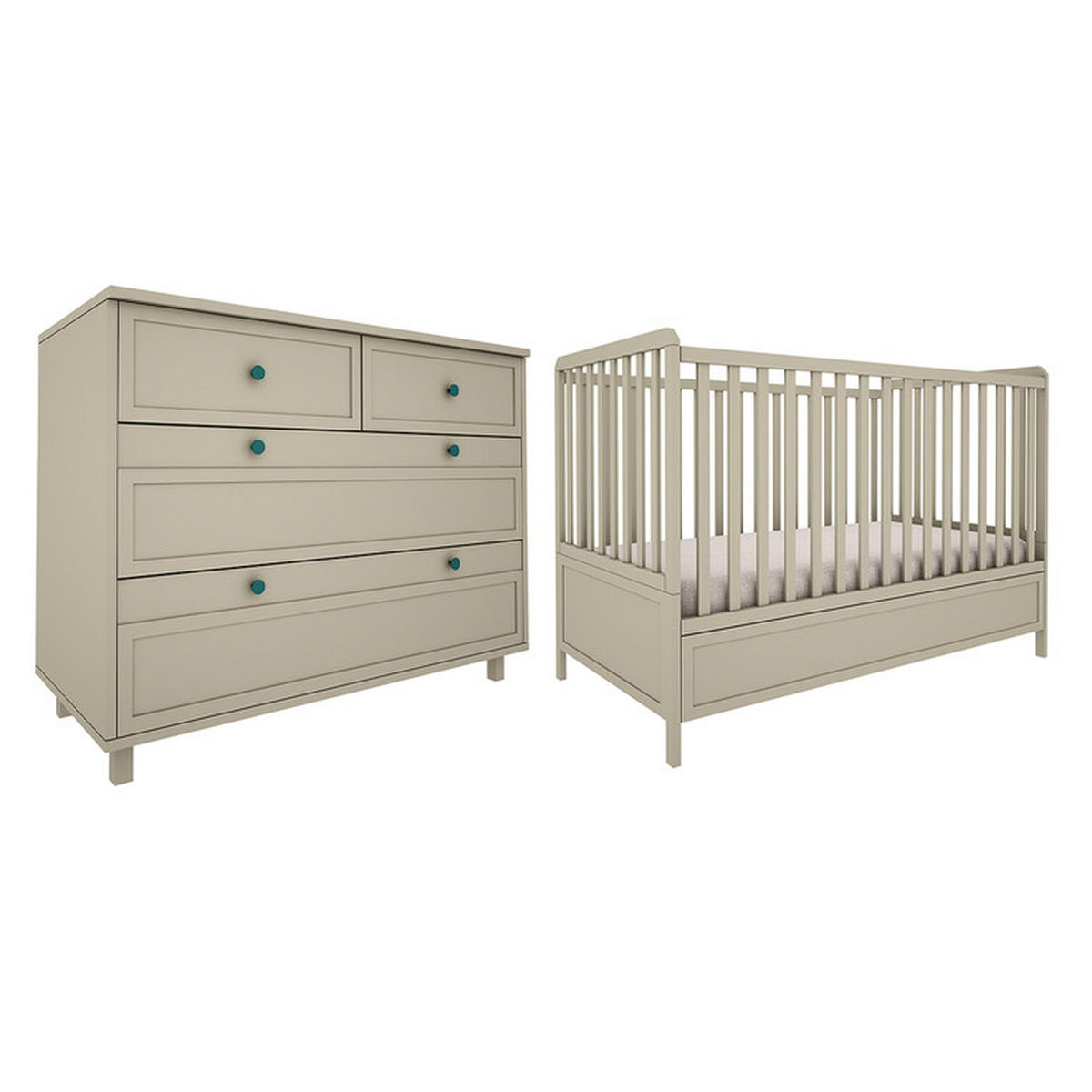 POKOJ PRO MIMINKO 2DÍLNÝ Gabriel Zelená - zelená barva, kompozitní dřevo (145/103/75cm) - Petits-meubles