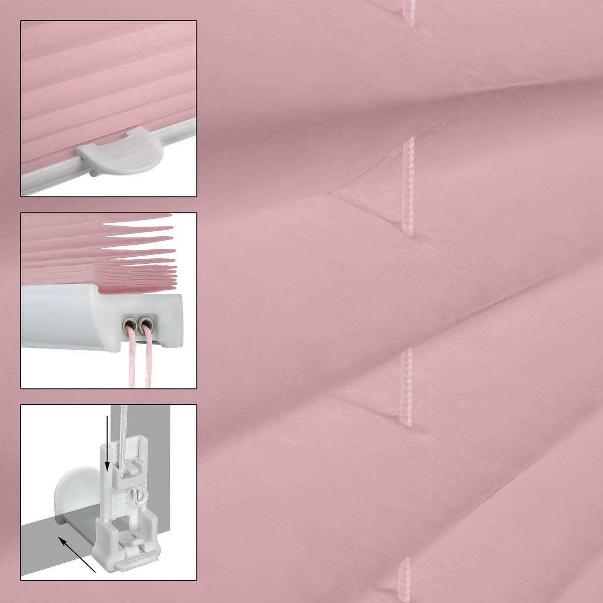 PLISSEE 55/200/2 cm - Pink, Metall (55/2/200cm) - ECD-Germany