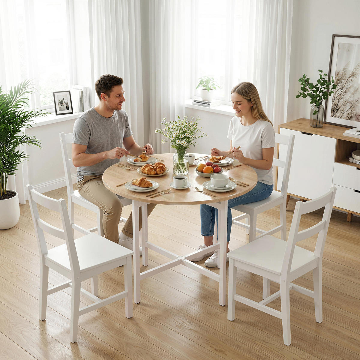 ESSTISCH Naturholz 1 Stück - Beige, Naturmaterialien (80/80/76cm) - GiPP