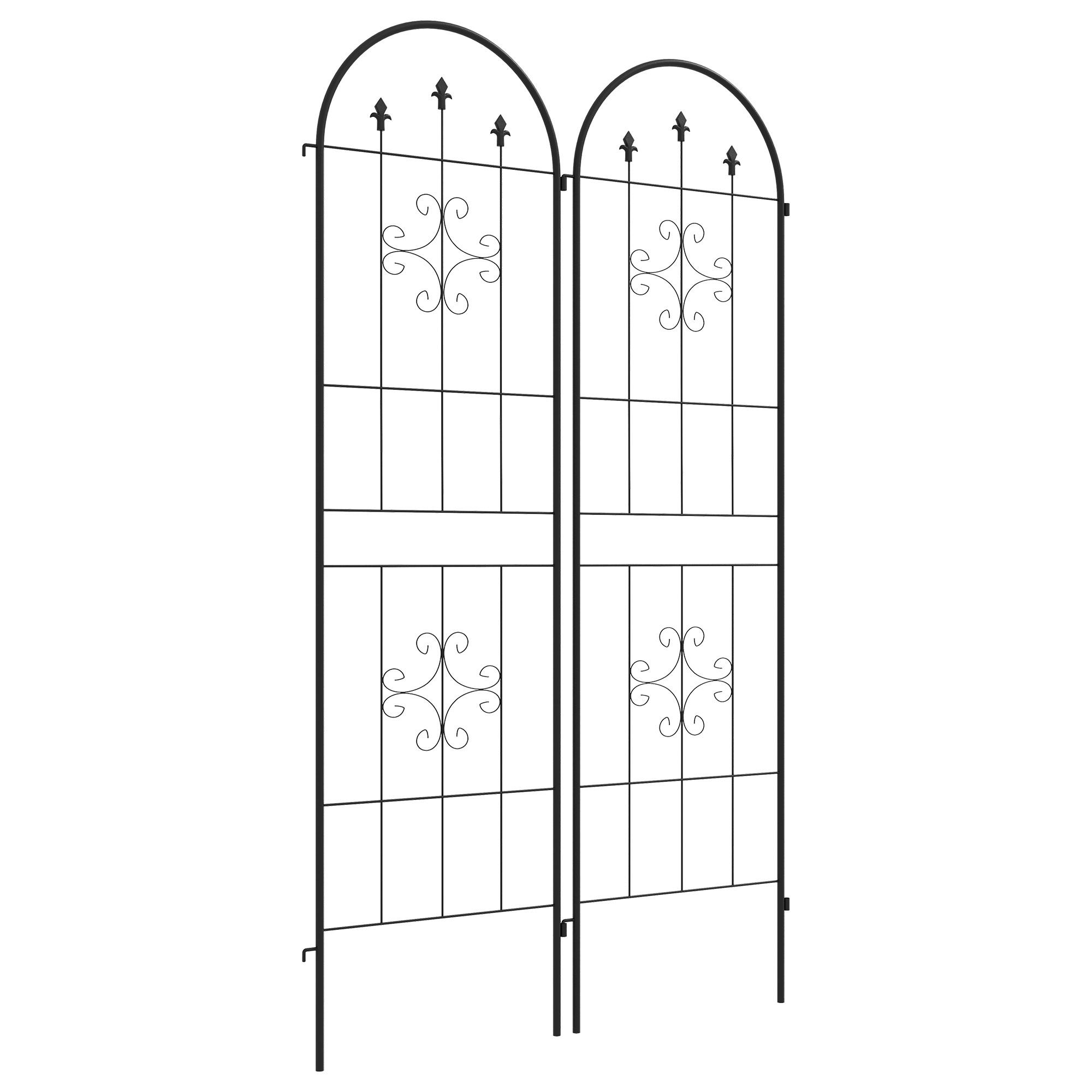 RANKGITTER DE-18324 2er-Set für Kletterpflanzen, 180 cm hoch Schwarz - Schwarz, Metall (1/180/50cm) - ComfortXL