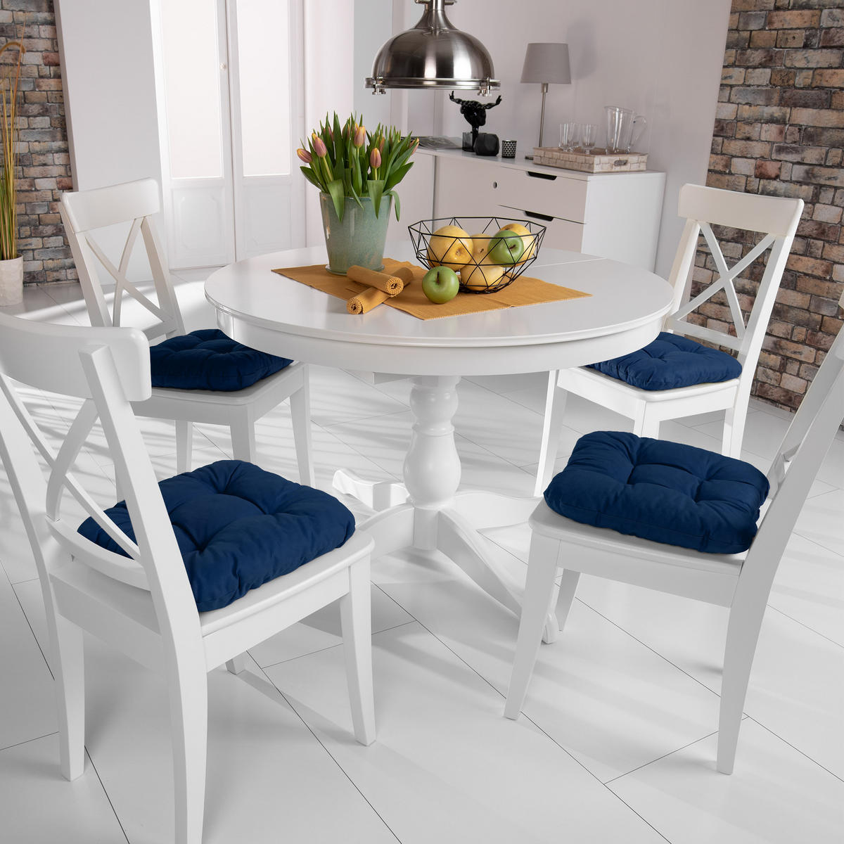 STUHLKISSEN Lisa 40/40/8 cm Dunkelblau 4tlg - Dunkelblau, Textil (40/40cm) - Beautissu 