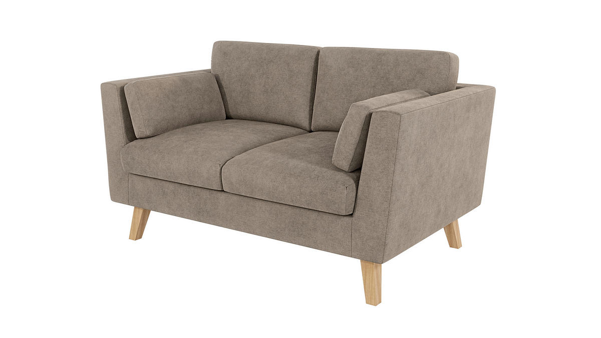 2-SITZER-SOFA Mario Dunkelbeige Microfaser - Hellbraun/Beige, Holz/Buchenholz (152/90/89cm) - S-Style Möbel