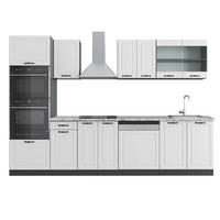 KÜCHENZEILE R-Line Weiß Landhaus/Anthrazit 300 cm mit Hochschrank AP Marmor - Anthrazit/Weiß, Holzwerkstoff (300/81.6/60cm) - Vicco