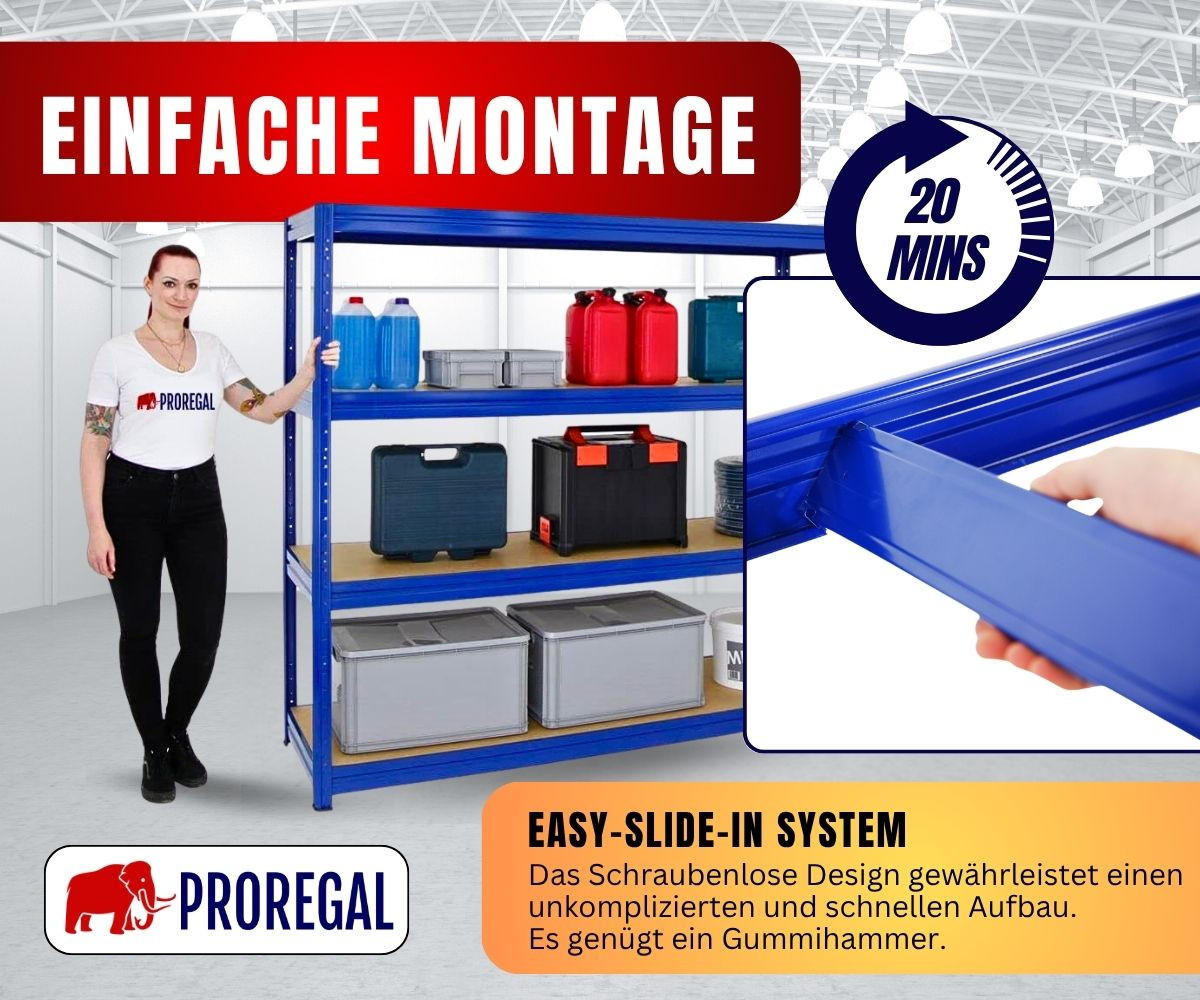 SCHWERLASTREGAL Dino 180x180x60 cm Fachlast 500 kg Blau - Blau, Metall (180/180/60cm) - PROREGAL