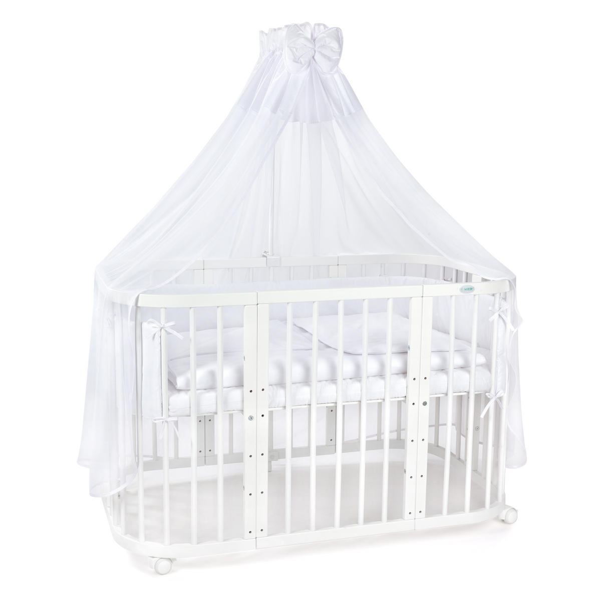 BABYBETT WHITE, 7in1 mit Matratze - Weiß, Holz (73/123cm) - waldin