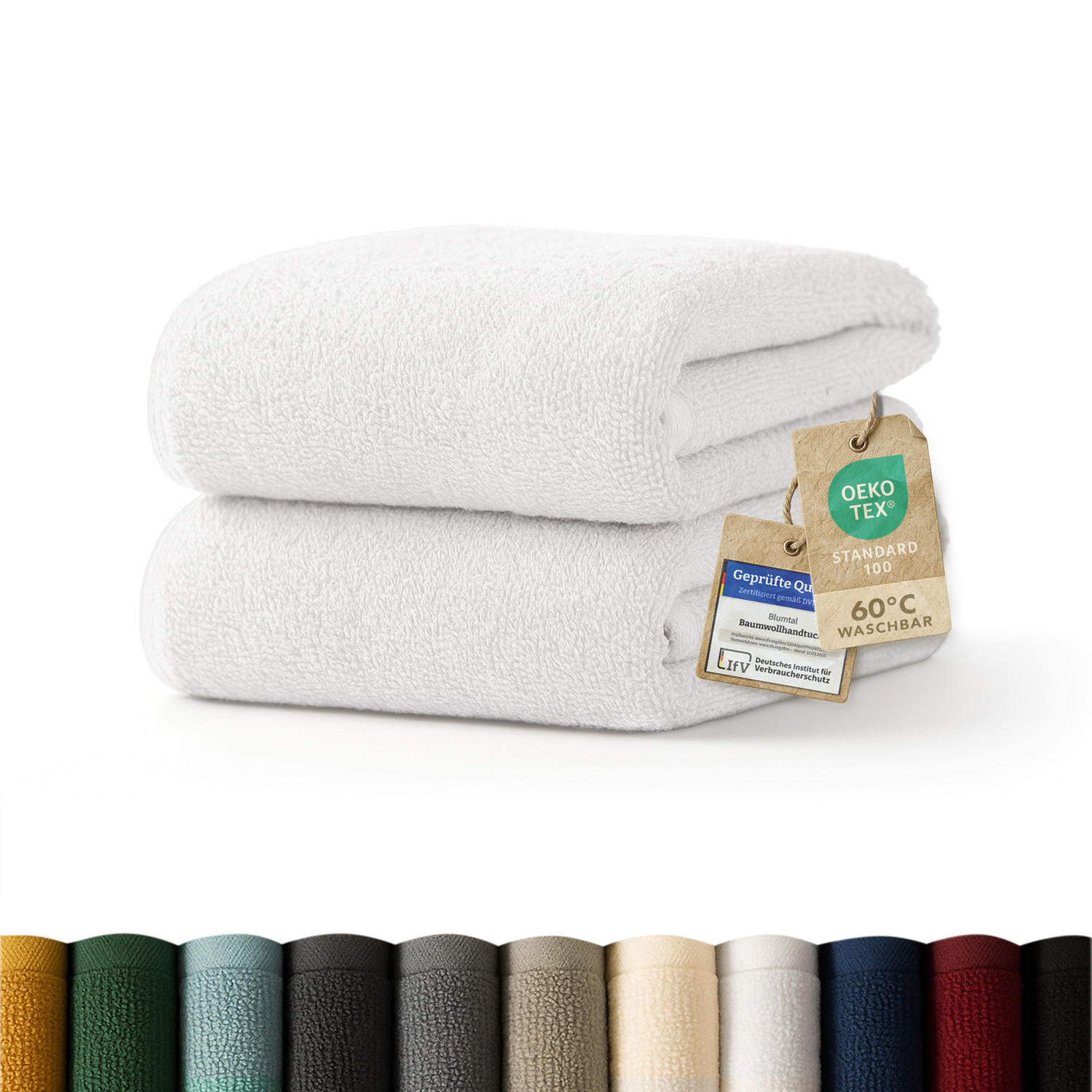 HANDTUCH 2er-Set, 2x Handtuch 50/100 cm, Weiß - Weiß, Textil (50/100cm) - Blumtal