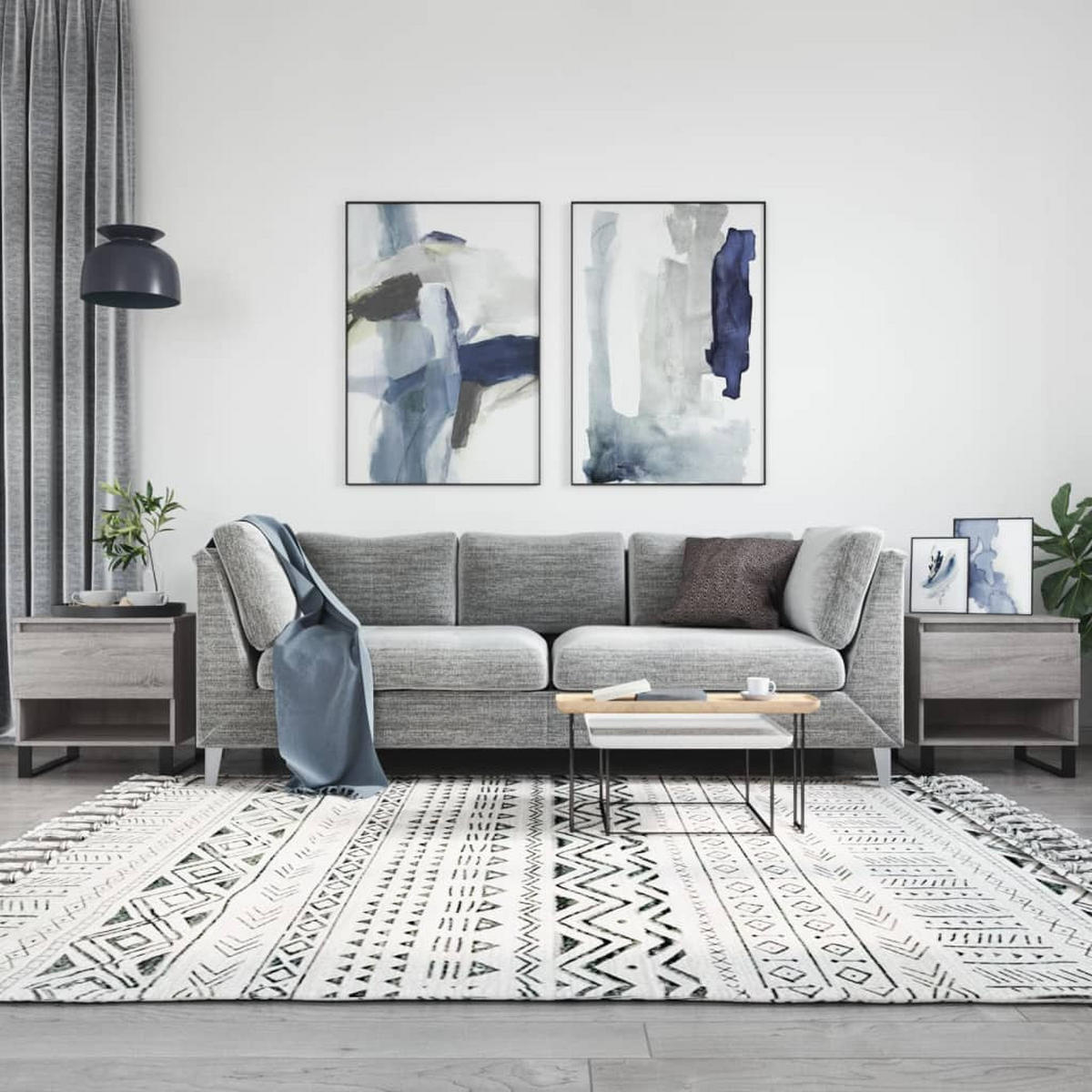 COUCHTISCHE 2 Stk. Grau Sonoma 50x46x50 cm Holzwerkstoff - Grau, Holzwerkstoff (50/46/50cm) - furnicato