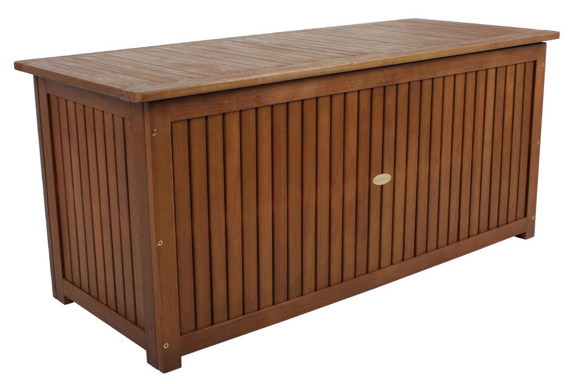 AUFLAGENBOX Joana Natur Akazie Gartenbox Kissenbox Outdoor - Naturfarben, Holz (125/58/55cm) - DELUKE