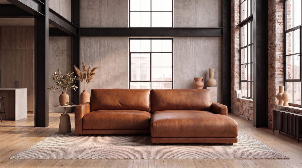 ECKSOFA MARLIN Braun Lederfaserstoff - Dunkelbraun/Schwarz, Leder/Kunststoff (168/262cm) - KAWOLA