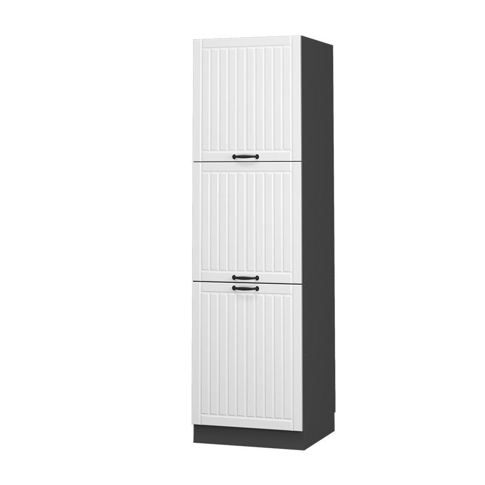 HERDUMBAUSCHRANK Fame-Line Weiß Landhaus 60 cm - Anthrazit/Weiß, Holzwerkstoff (60/206.8/58cm) - Vicco