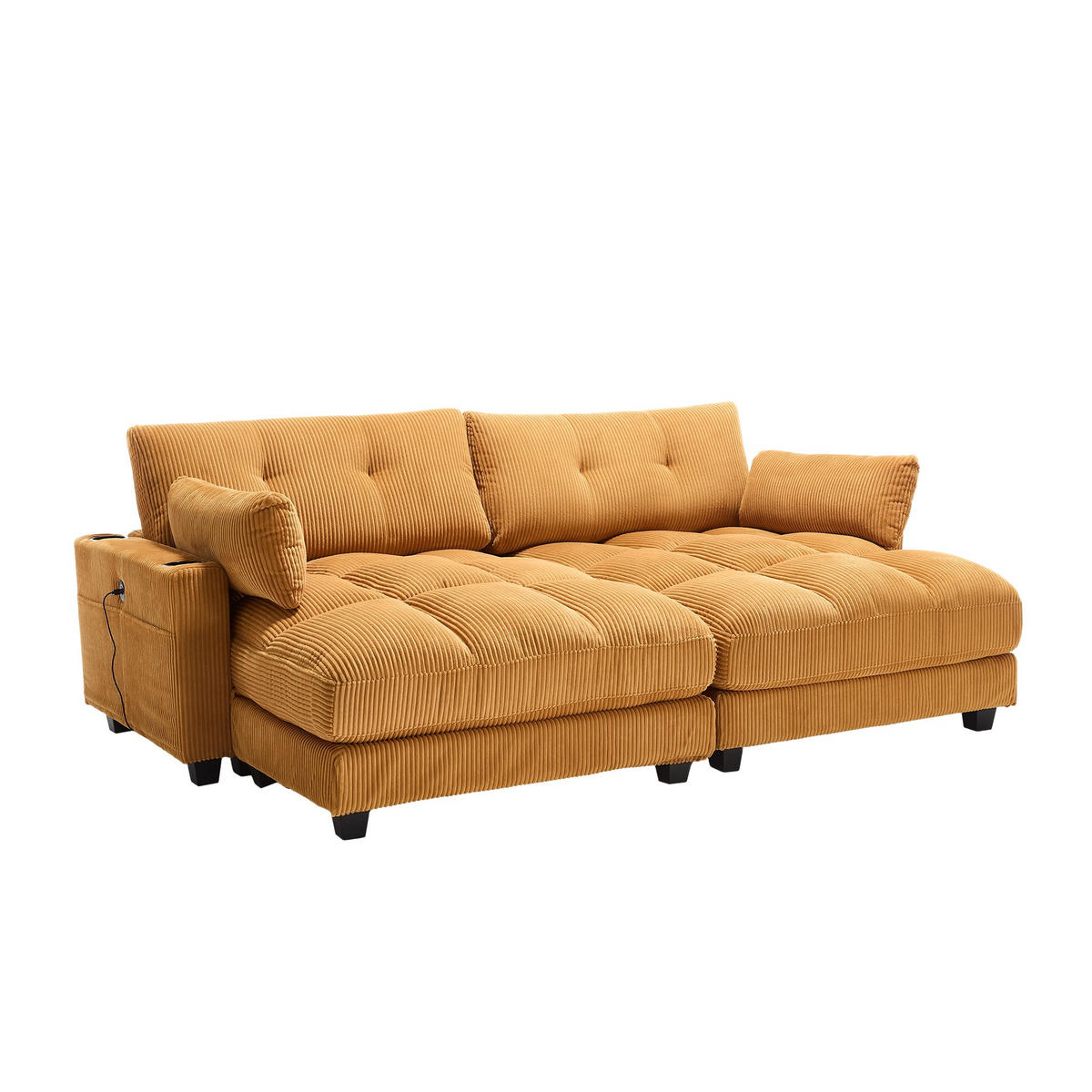 CHAISELONGUE Polsterliege,Ottomane,Sofa,Cordstoff,Gelb - Gelb, Textil (112/81/140cm) - LVHOM