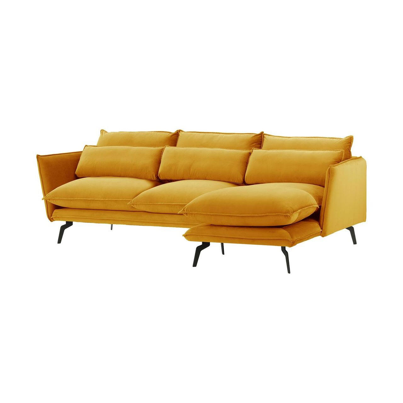 ECKSOFA Layla Rechts-Velluto 8 - Gelb, Holz/Textil (278/160cm)