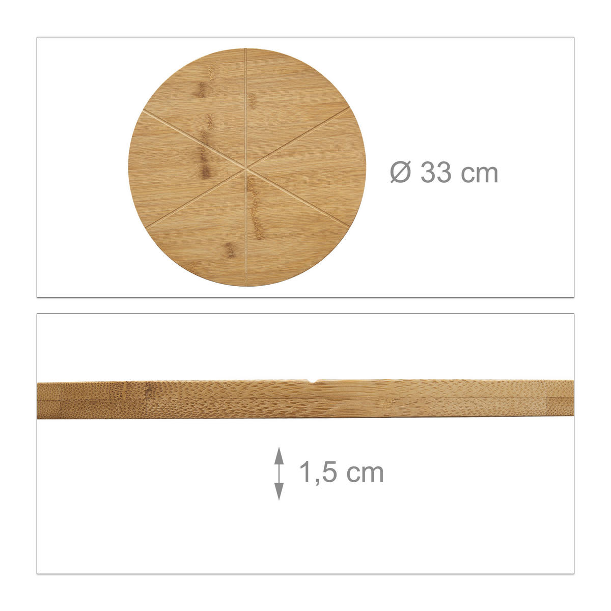 PIZZATELLER - Hellbraun, Holz (33/1.5/33cm) - Relaxdays