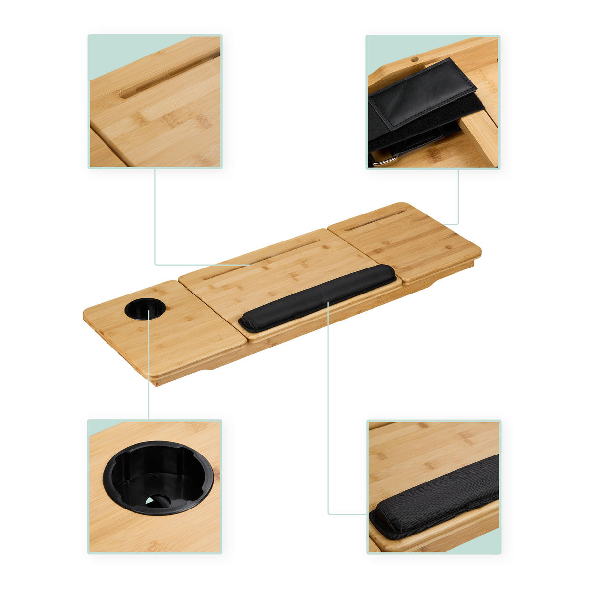 LAUFBAND-SCHREIBTISCHAUFSATZ - Hellbraun, Holz/Textil (30/85.5/8cm) - Relaxdays
