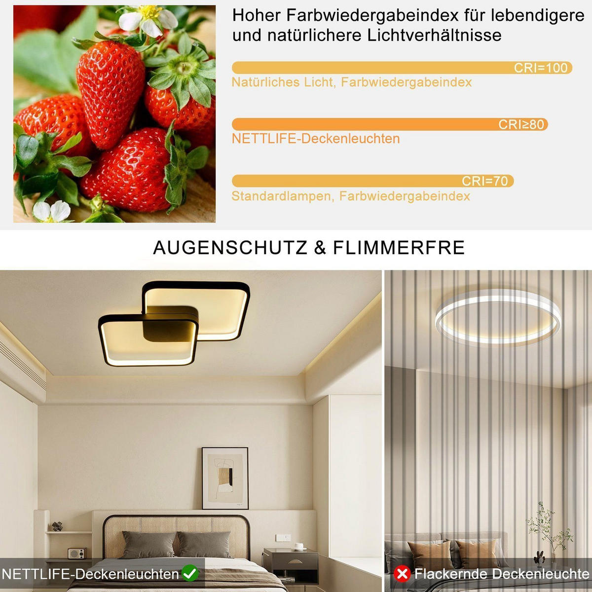 LED-DECKENLEUCHTE Nils 58/43/5 cm - Schwarz, Metall (58/43/5cm) - Nettlife