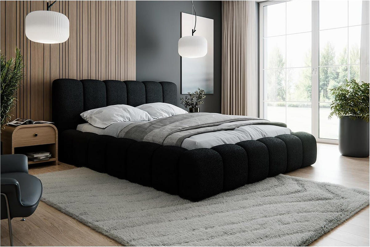 BETT SOFINA MORF - Schwarz, Holzwerkstoff (120/200cm) - Meblini