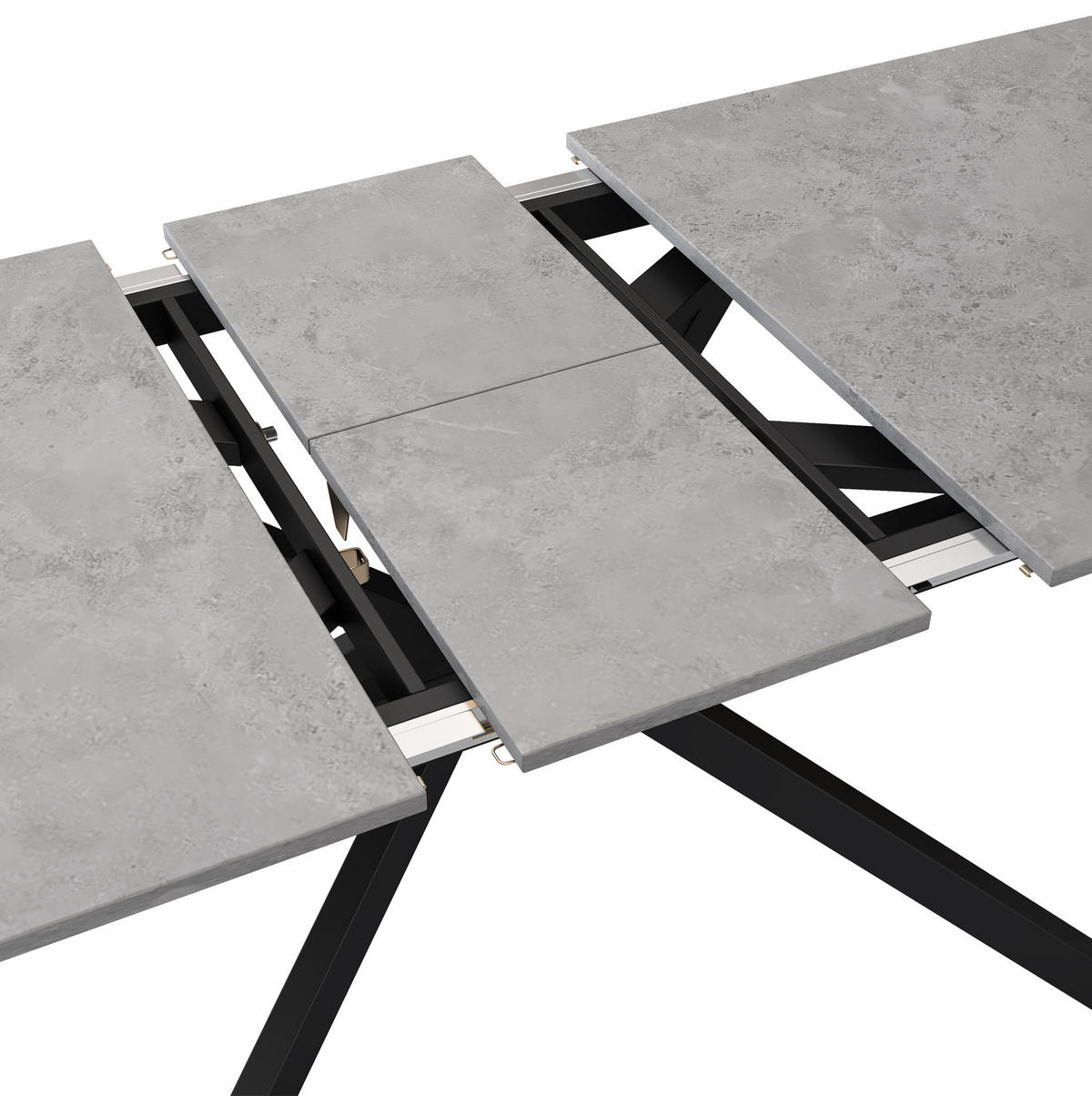 ESSTISCH 150/70/76 cm Schwarz Grau ausziehbar mit Kreuzgestell in Zementoptik - Grau, Holzwerkstoff (180/70/75.5cm) - OKWISH