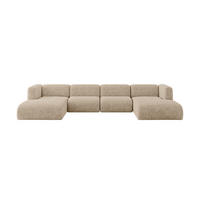 WOHNLANDSCHAFT MIRA-U2 408x179x70 Braun Velours - Schwarz/Braun, Holzwerkstoff/Kunststoff (408/70/179cm) - ALTDECOR