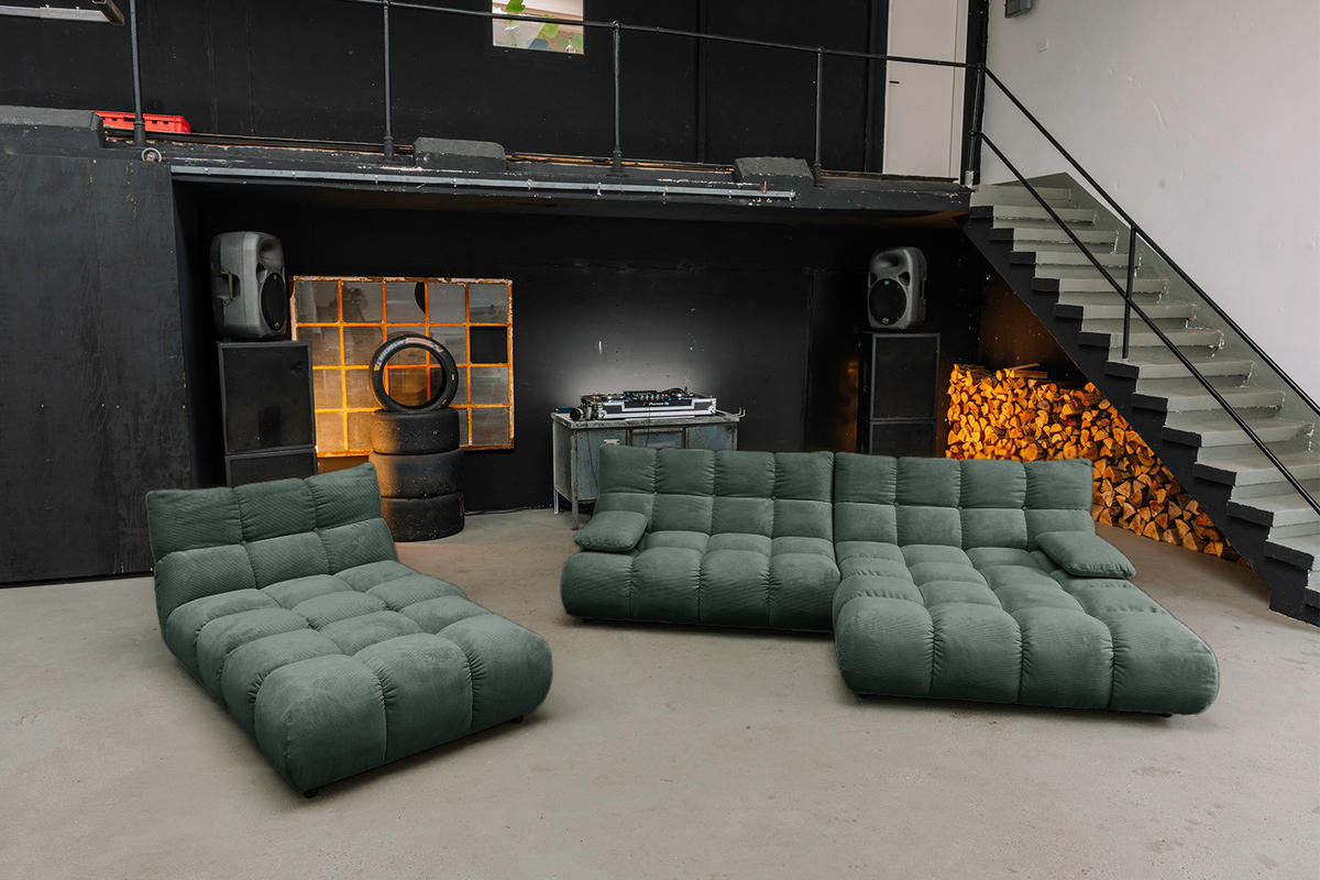 SITZGRUPPE VIVIEN 3ER SET Smaragdgrün Cord - Smaragdgrün, Kunststoff/Textil (510/85/359cm) - KAWOLA