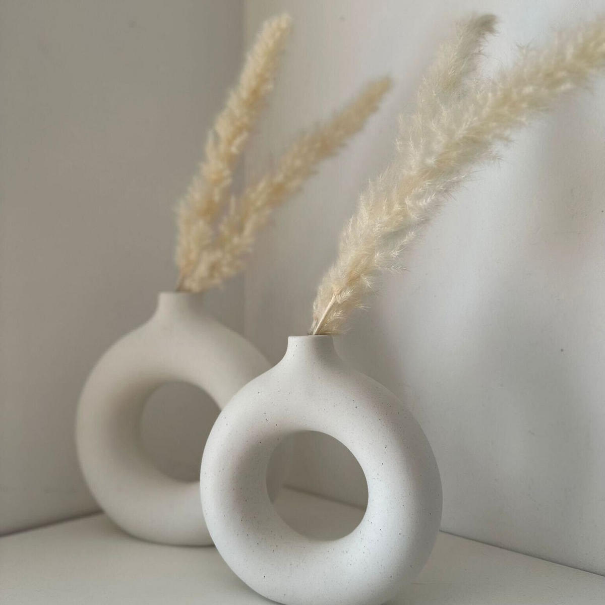 PAMPASGRAS Trockenblumen 30 Stück - Weiß, Naturmaterialien (5cm) - Intirilife