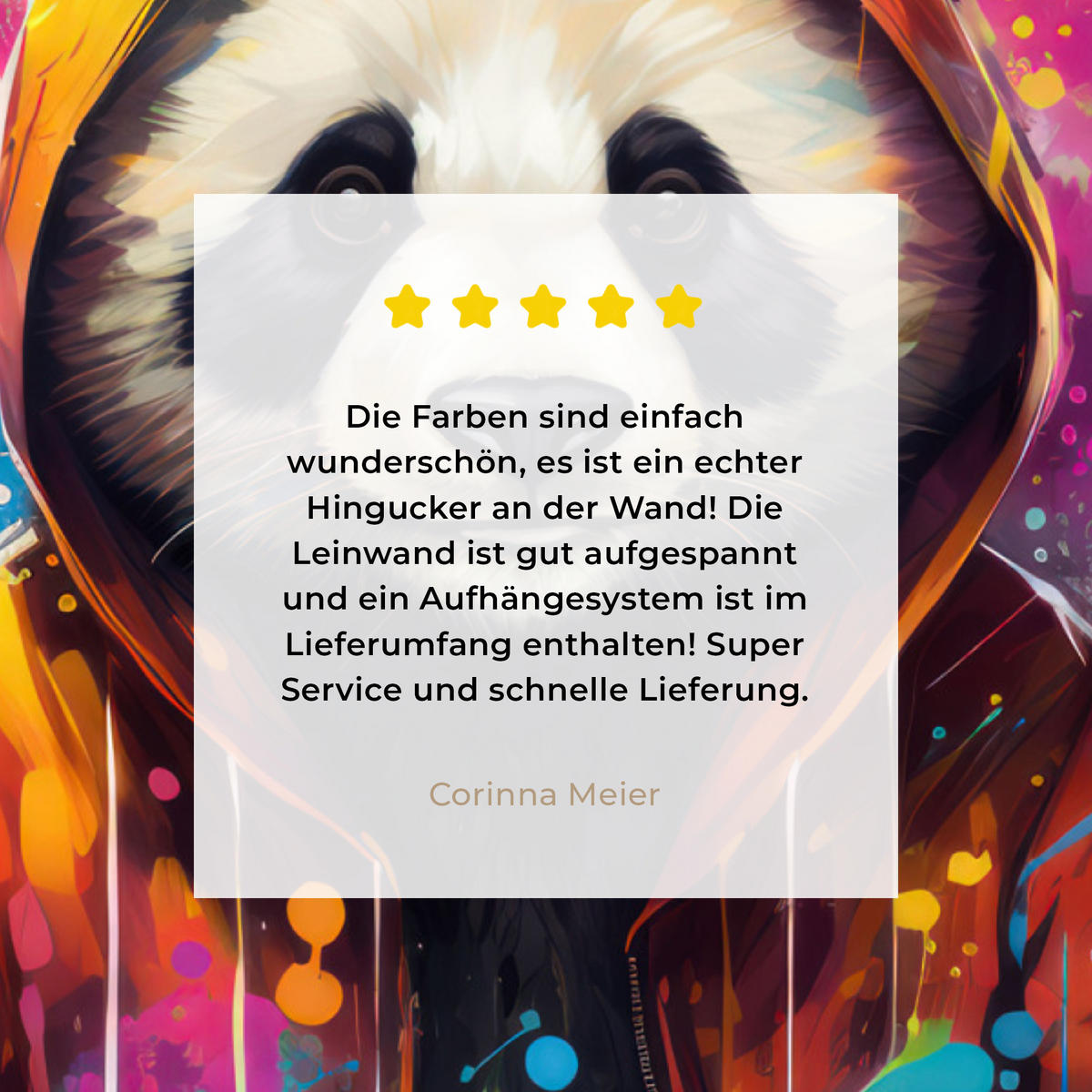LEINWANDBILD Panda - Jacke - Graffiti - Orange 60x80 cm - Orange, Textil (60/80cm) - MuchoWow