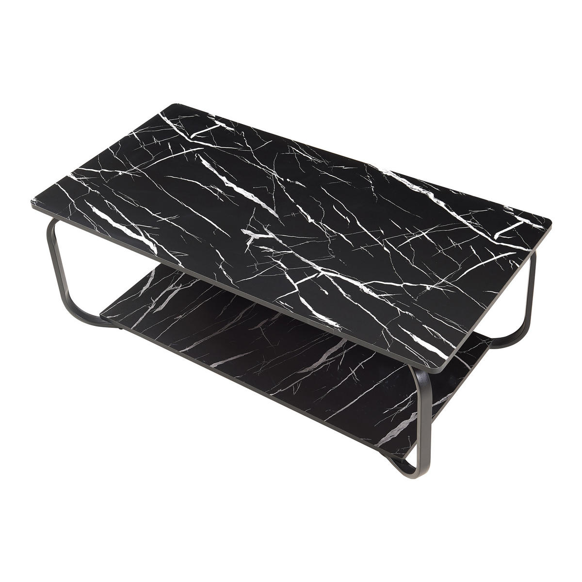COUCHTISCH Kolta 120/60/43 cm - Schwarz, Holzwerkstoff/Metall (60/120/43cm) - [en.casa]