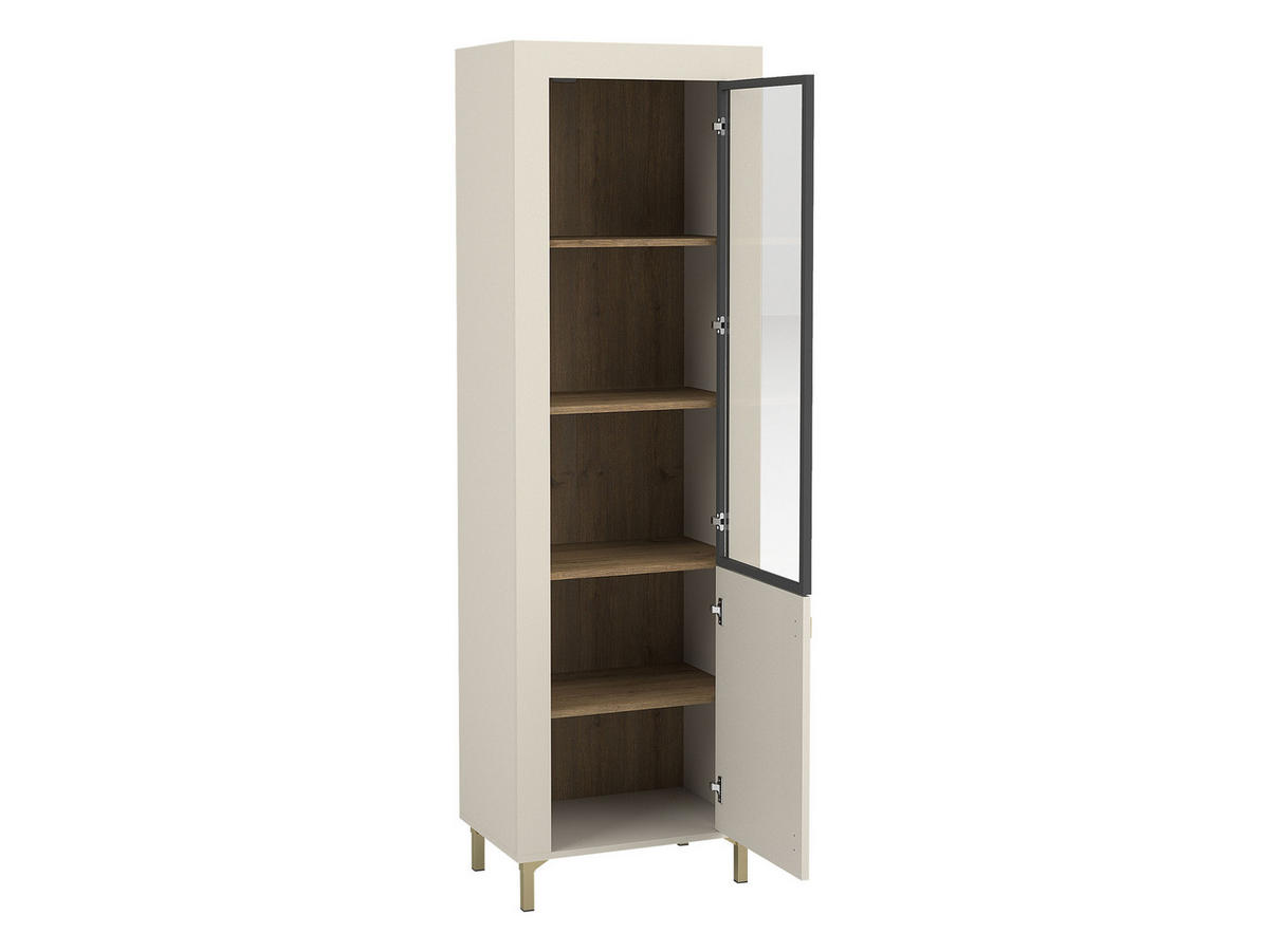 VITRINE Mossa MO03 mit LED Beleuchtung - Schwarz/Weiß, Holzwerkstoff/Kunststoff (60/194/40cm) - MIRJAN24