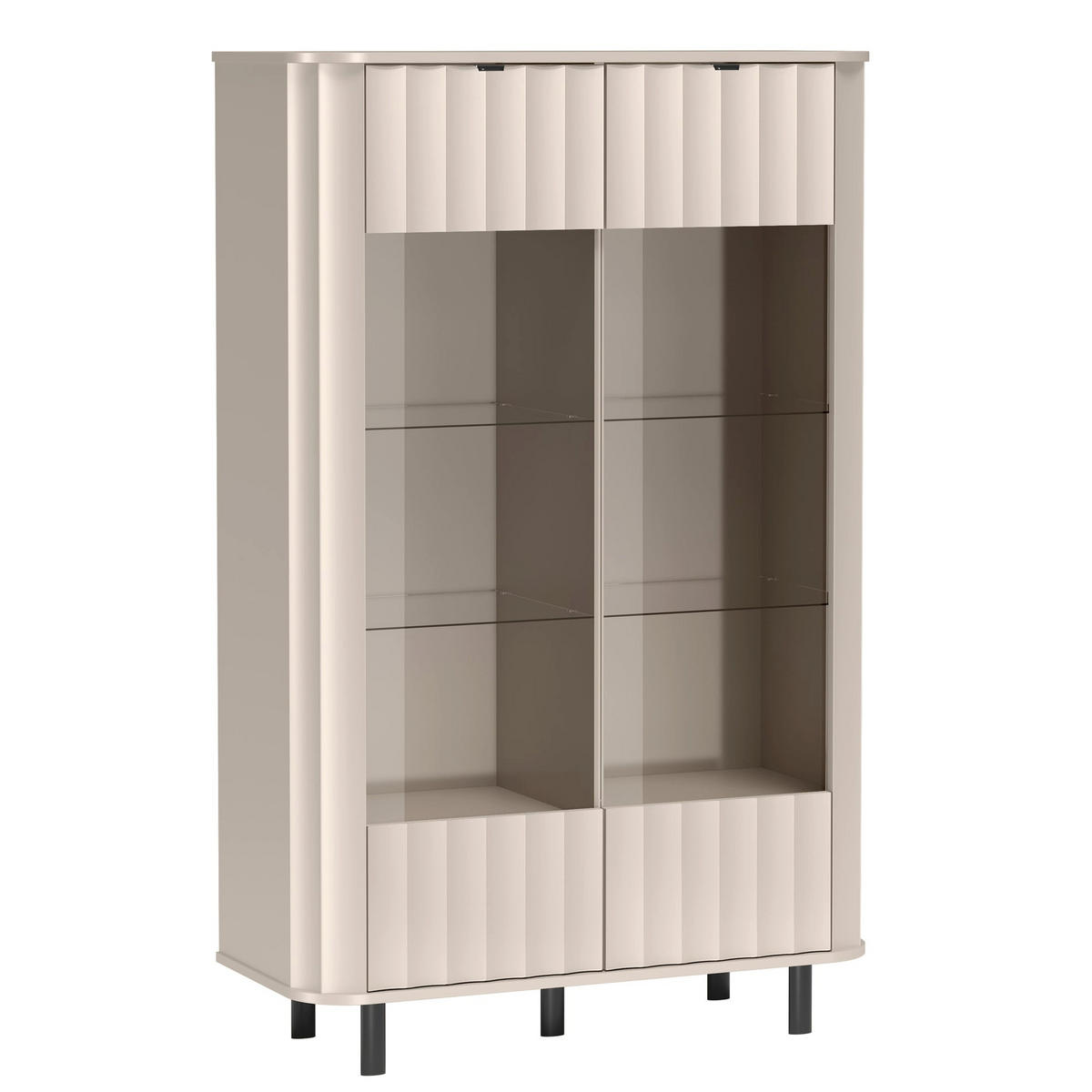 VITRINE Novado Kaschmirgrau 65 cm - Taupe/Schwarz, Holzwerkstoff/Metall (65.3/200/40.5cm) - Selsey