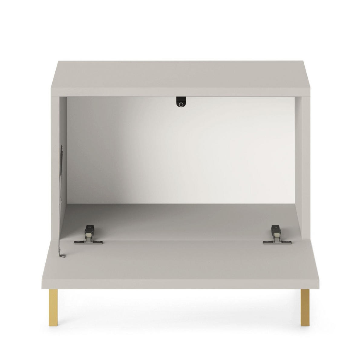 NACHTTISCH Lammelo Greige mit goldenen Beinen 46 cm - Taupe/Goldfarben, Holzwerkstoff/Metall (46/44/32cm) - Selsey