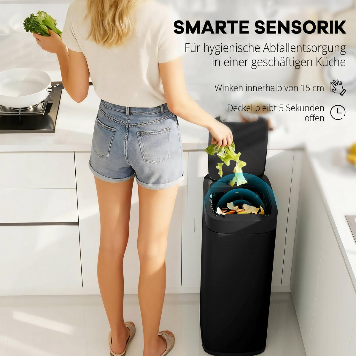 SENSOR-MÜLLEIMER Metall ABS Schwarz - Schwarz, Metall (26.5/68/35.5cm) - HOMCOM