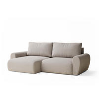 ECKSOFA MIT SCHLAFFUNKTION Numba Hellbeige Webstoff - Beige/Schwarz, Holz/Holzwerkstoff (253/153cm) - Maison de Reve