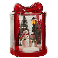WEIHNACHTLICHER aus Glas – Geschenk mit Schneemännern 13/13/17 cm - Rot, Glas (13/17/13cm) - Home Styling Collection