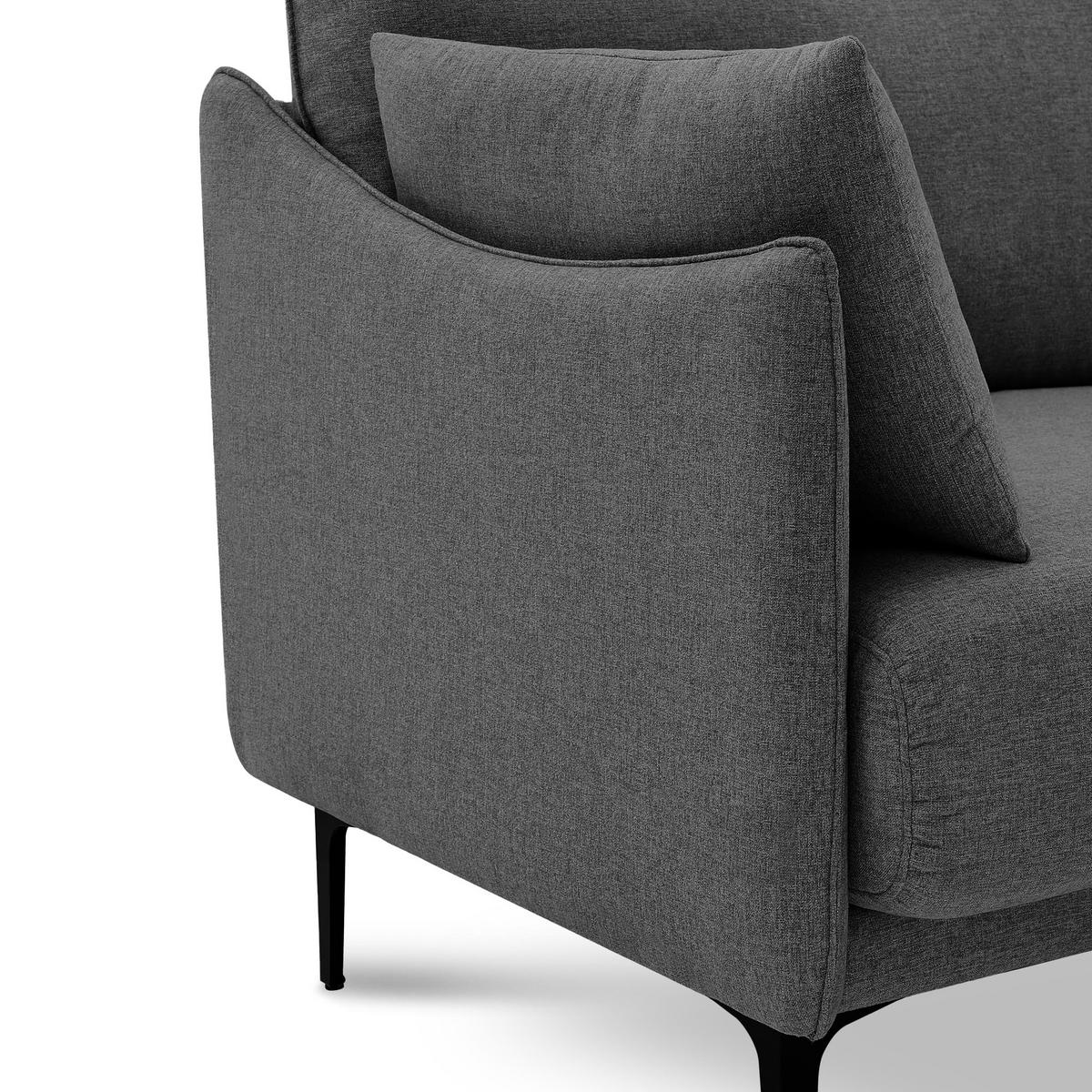 2-SITZER-SOFA Sasha industrielles aus dunkelgrauem Stoff - Dunkelgrau/Schwarz, Holzwerkstoff/Textil (173/86/85cm) - Sicaan