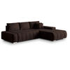 ECKSOFA ALESE R-S Braun Velours-Stoff mit Schlaffunktion - Braun, Holz (265/185cm) - MASSENO