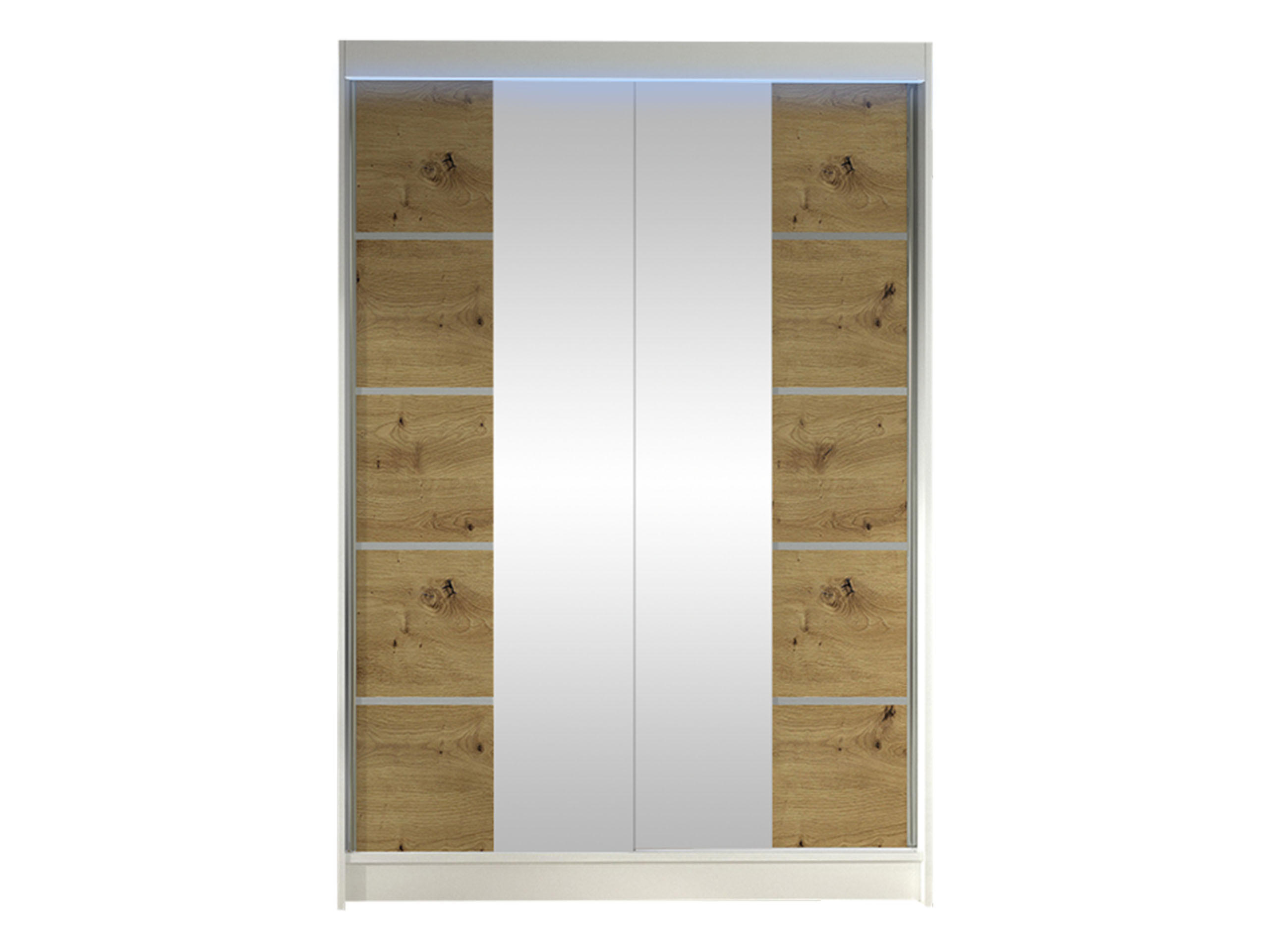SCHWEBETÜRENSCHRANK Lino V mit RGB LED Beleuchtung - Weiß/Eiche Artisan, Holzwerkstoff/Metall (120/200/58cm) - MIRJAN24