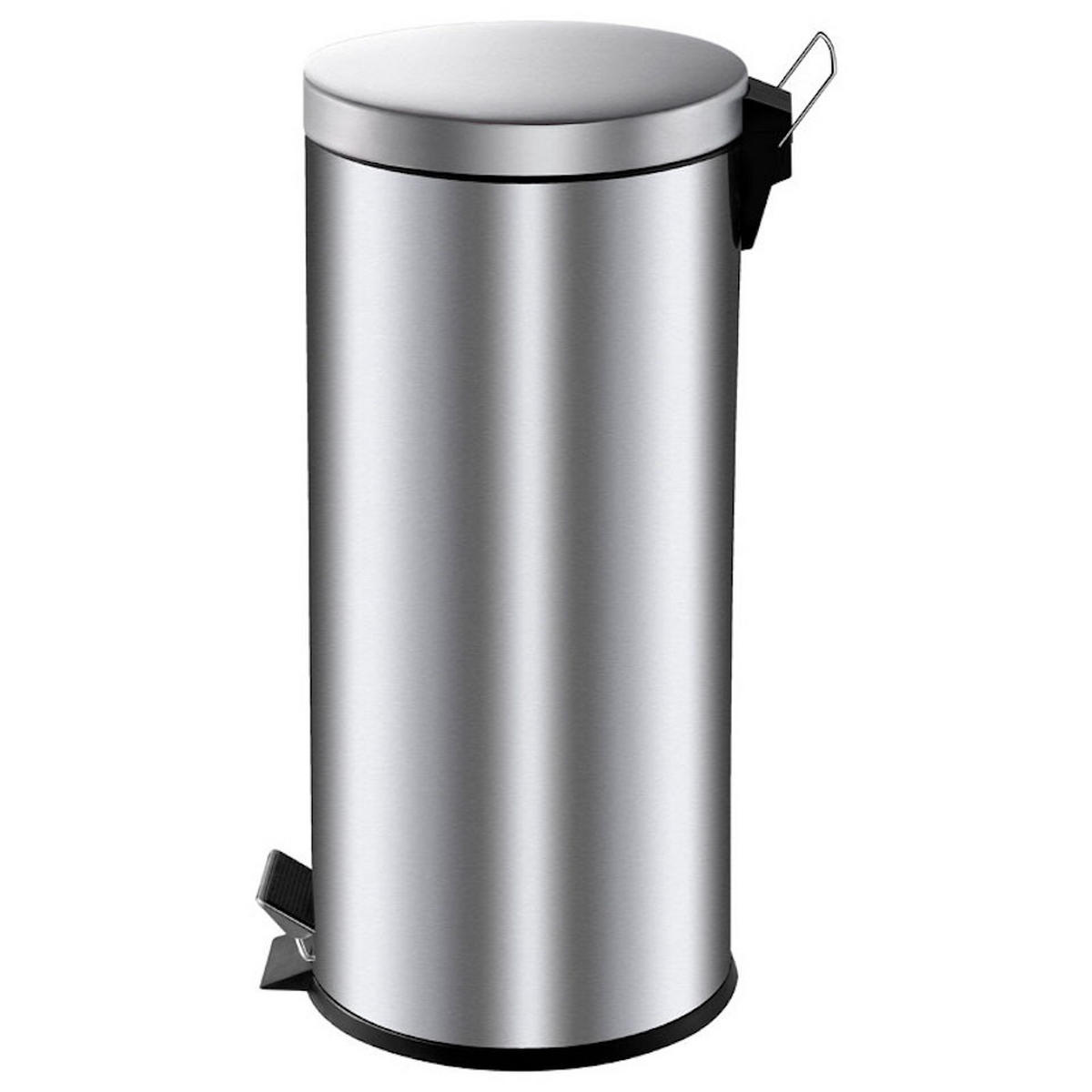 MÜLLEIMER Runder TretMit Herausnehmbaren Kunststoff Inneneimer 30 Liter 64 x 30 x 33 cm Edelstahl - Silberfarben, Metall (33/64/30cm) - PROREGAL