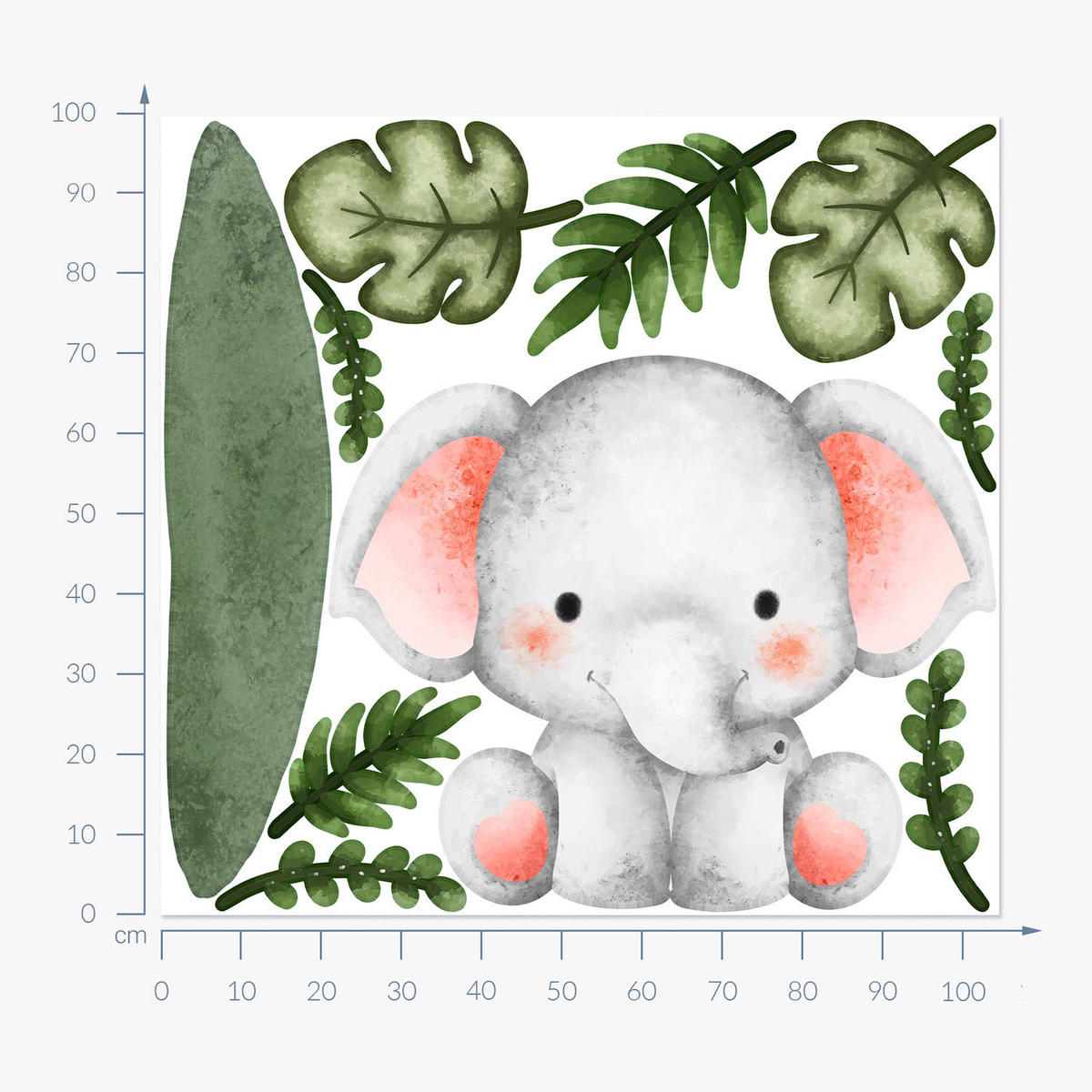 WANDAUFKLEBER 100x105cm - Ein bezaubernder Elefant - Multicolor, Kunststoff (100/105/0.1cm) - Wallfluent