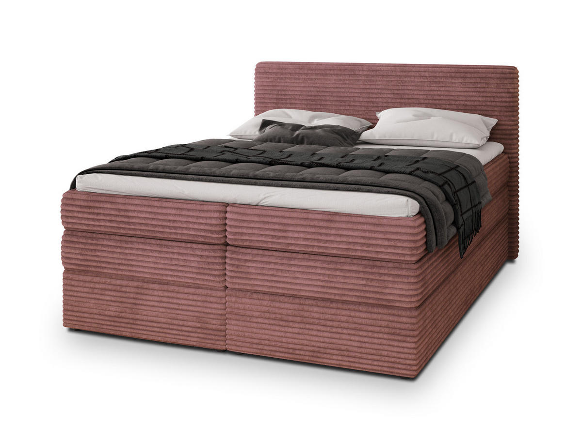 POSTEL BOXSPRING LUNERA 160x200 cm, s matrací a úložným prostorem, starorůžová - starorůžová, kompozitní dřevo/textil (160/200cm) - MASSENO