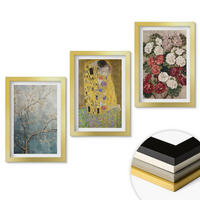 WANDBILDER 3er Set - 20x30 cm Goldrahmen - Blumen des Baumes (Gemälde von Klimt) - Goldfarben, Kunststoff (20/30cm) - ArtPrintCave